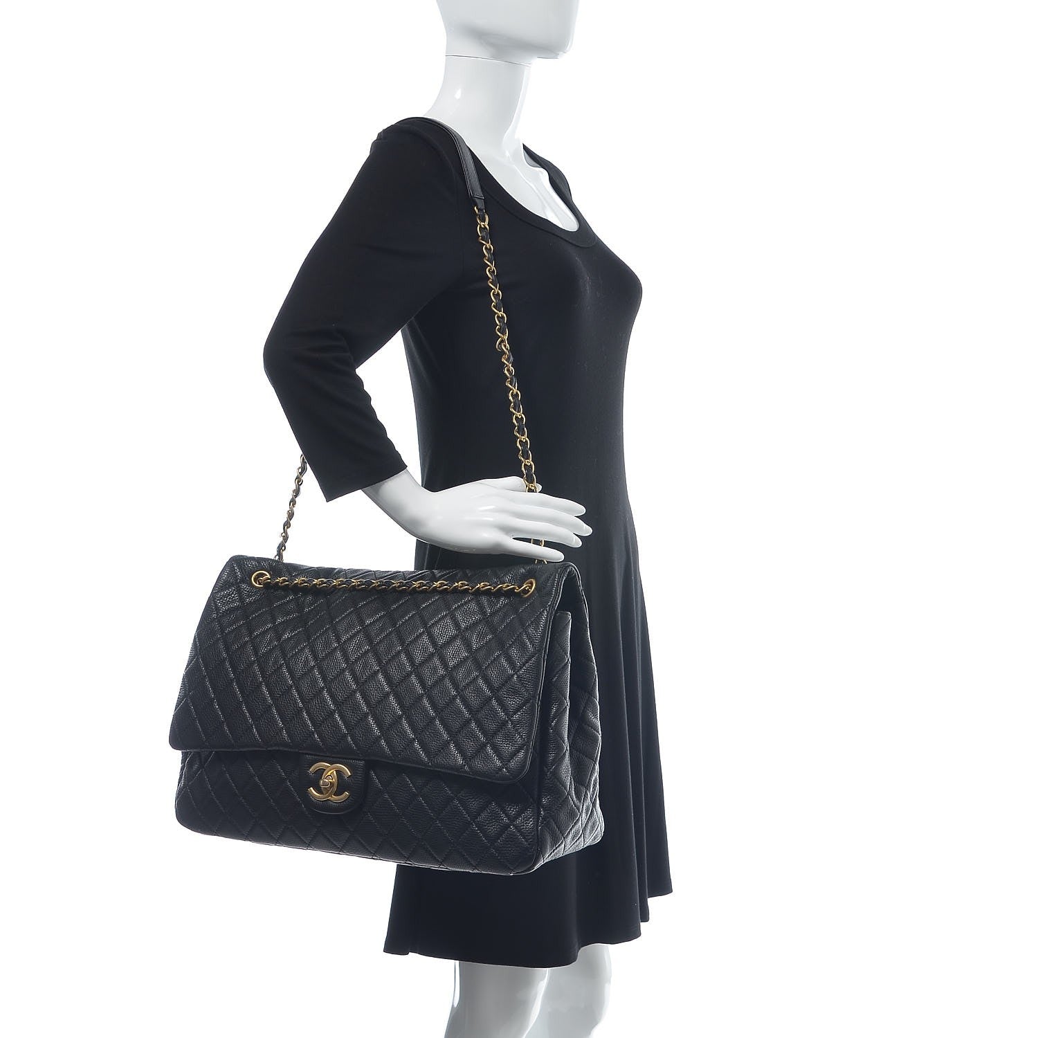 Chanel Calfskin Quilted XXL Travel Flap Bag Black 2 of 8