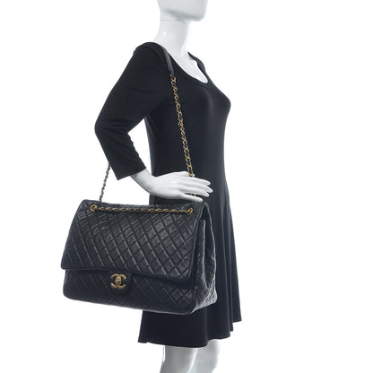 Chanel Calfskin Quilted XXL Travel Flap Bag Black 2 of 8