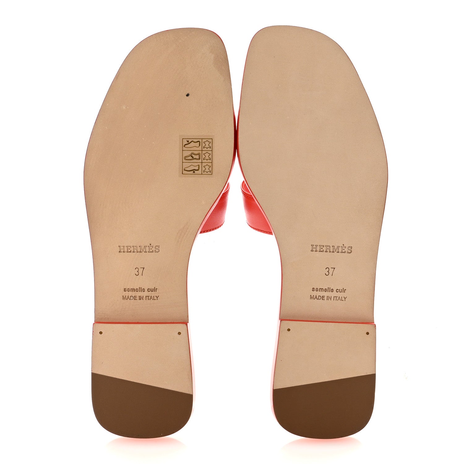Hermes Box Calfskin Oran Sandals 37 Rouge Grenadine 6 of 10