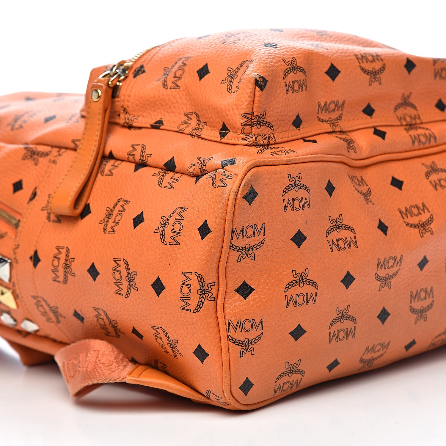MCM Visetos Side Stud Medium Stark Backpack Orange 7 of 12