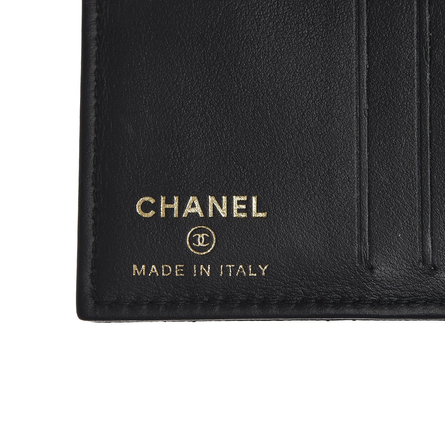 Letter Calfskin Embossed Quilted CC Card Holder Wallet Black