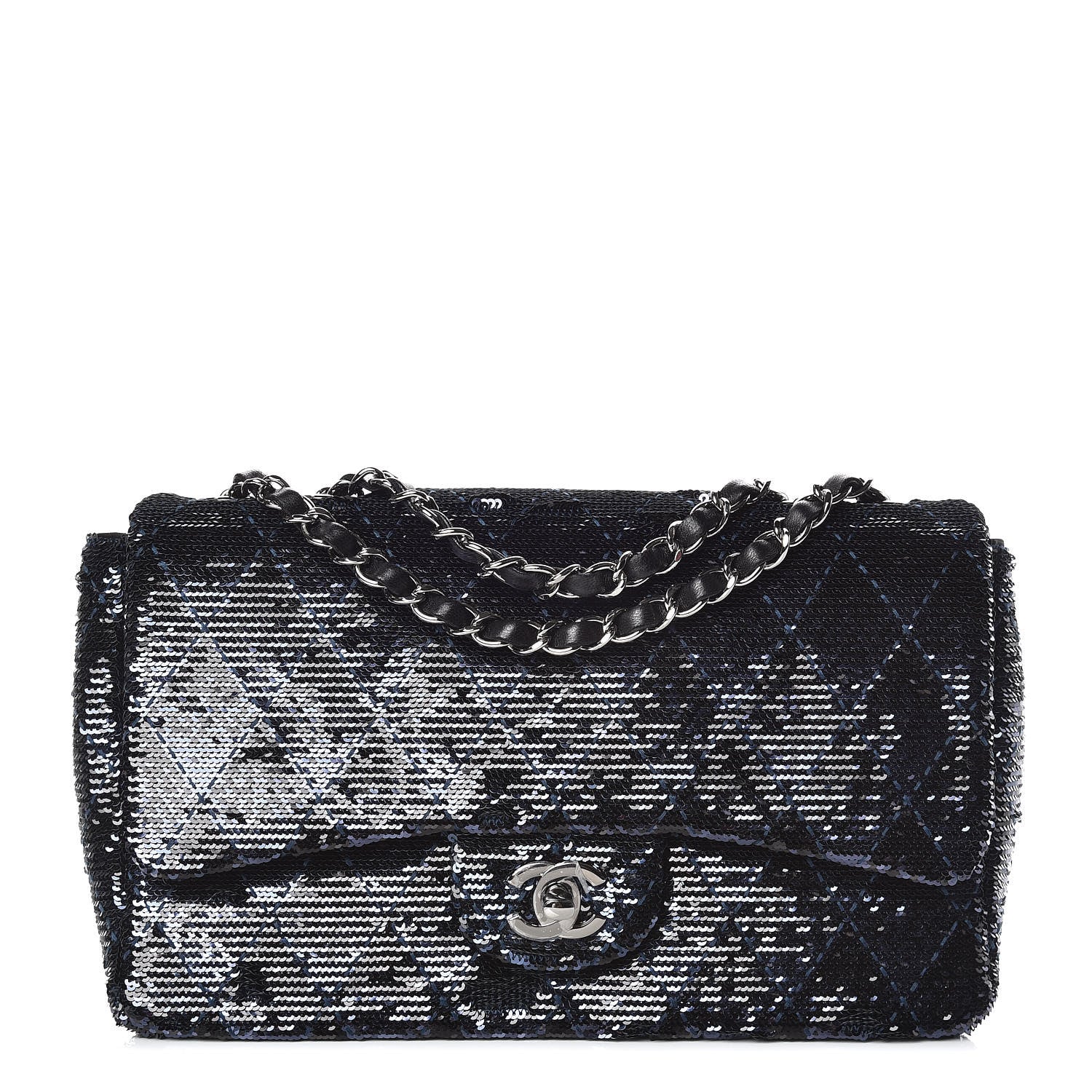 Chanel Sequin Quilted Medium Single Flap Blue 1 of 10