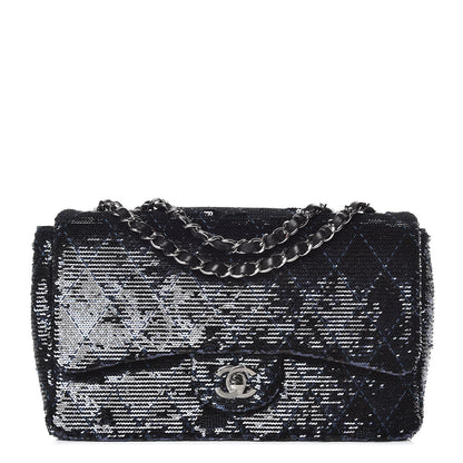 Chanel Sequin Quilted Medium Single Flap Blue 1 of 10
