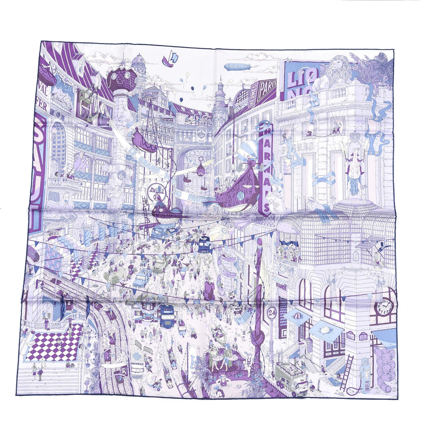 Silk Le Grand Prix Du Faubourg Scarf 90 Mauve Violet Jaune Soufre