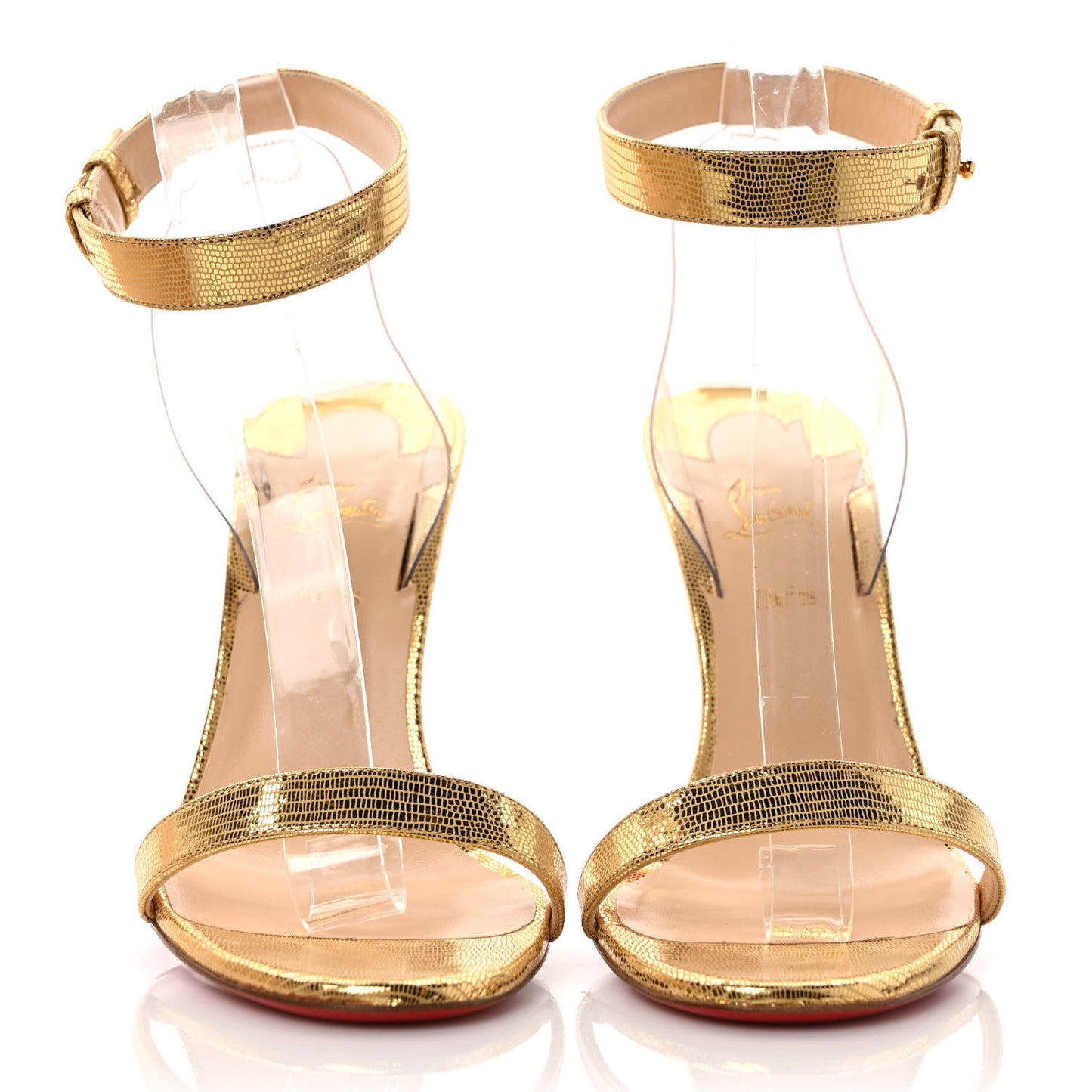 Nappa PVC Jonatina 100 Sandals 40.5 Gold