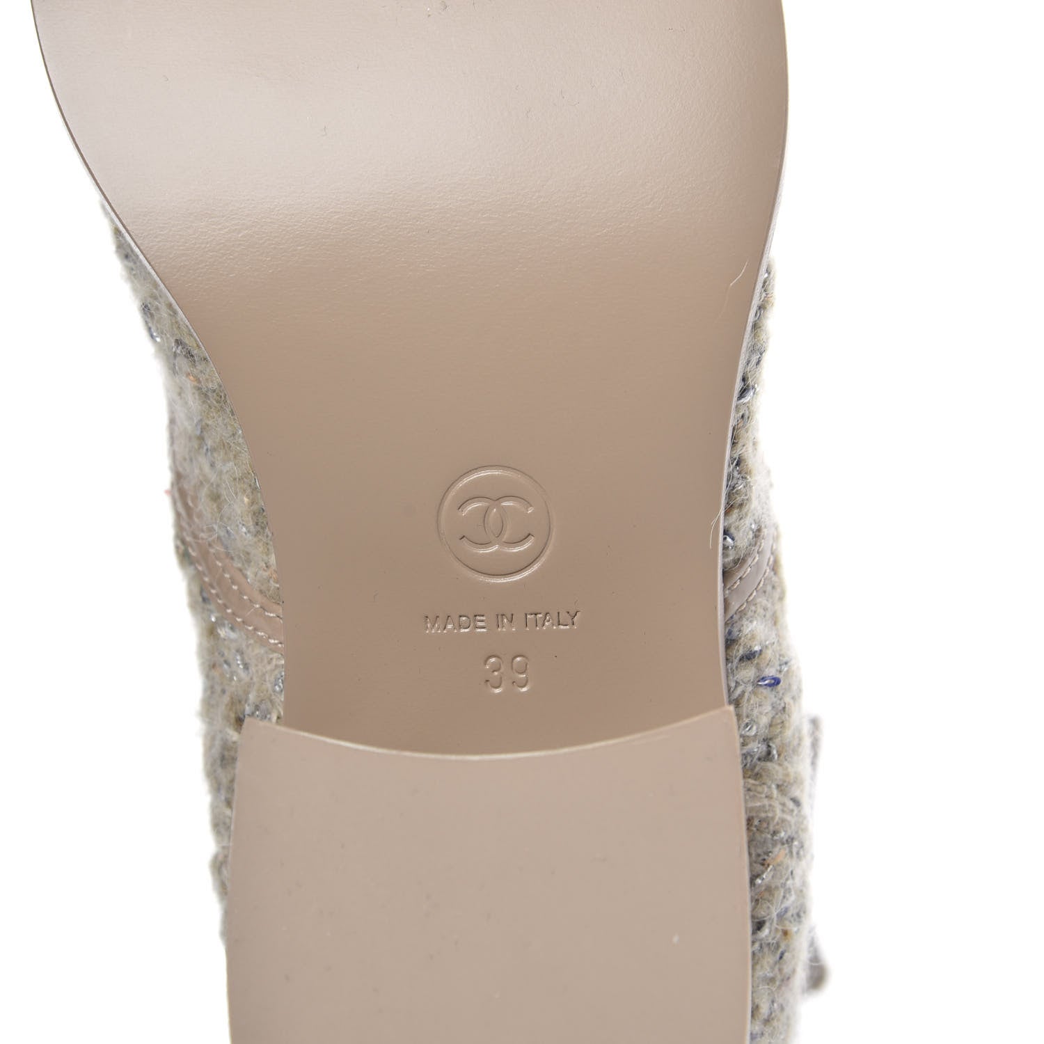 Chanel Tweed Patent Calfskin Lace Up Short Boots 39 Beige Multicolor 6 of 7