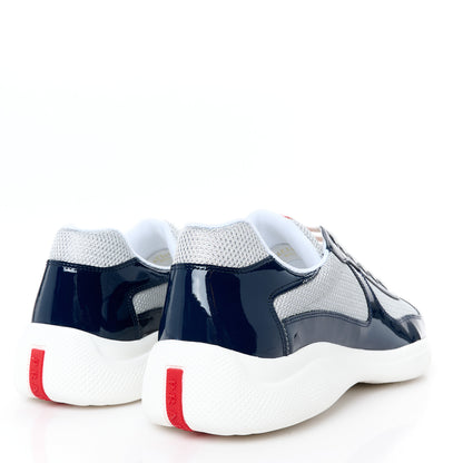 Prada Patent Technical Fabric Mens America's Cup Patchwork Sneakers 11 Royal Argento 4 of 9