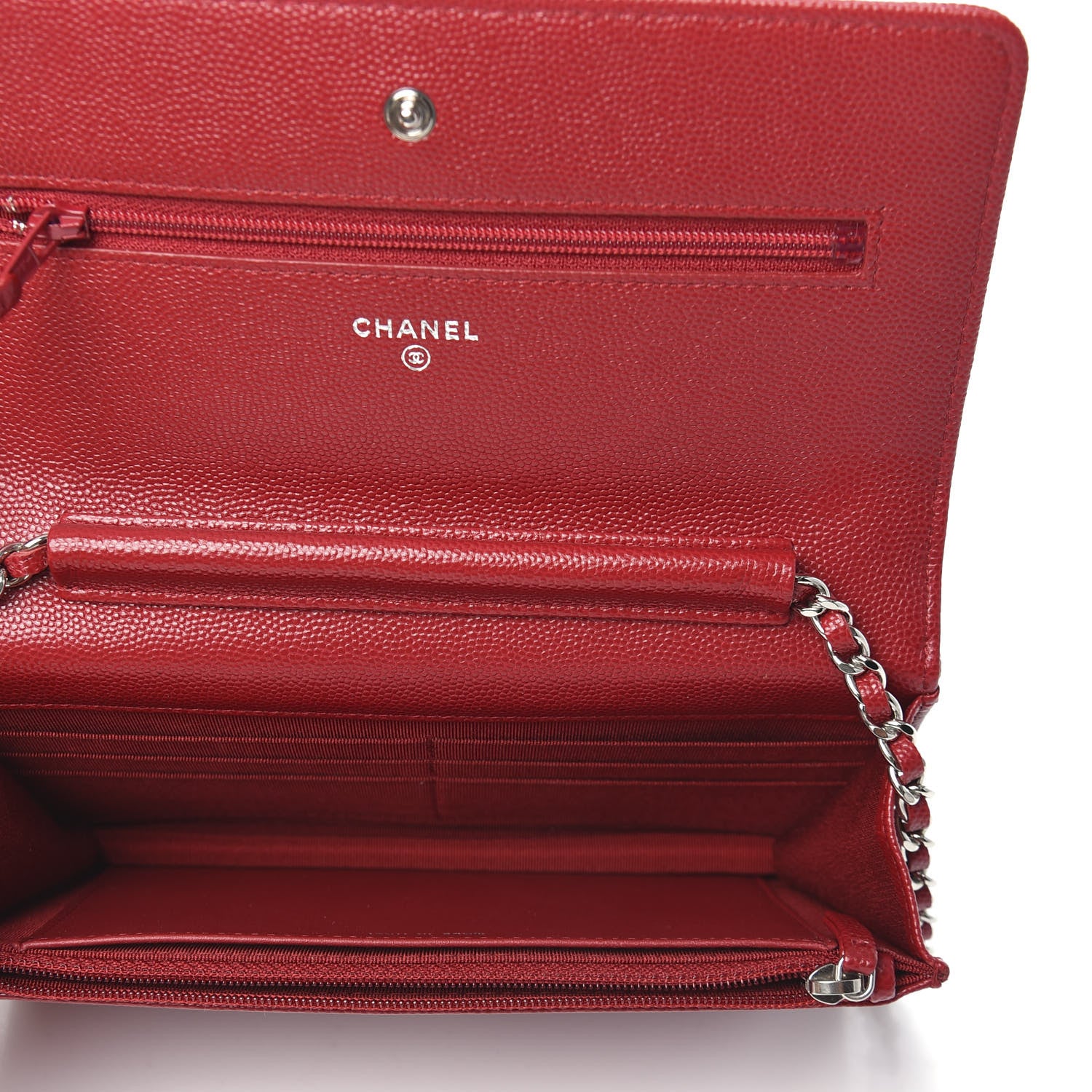 Chanel Caviar Quilted Wallet on Chain WOC Red 4 of 9
