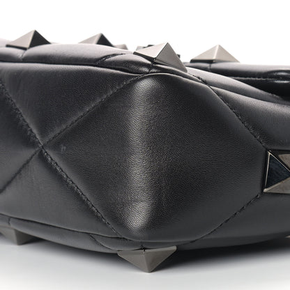 Valentino Garavani Nappa Monochrome Medium Roman Stud Shoulder Bag Black 8 of 8