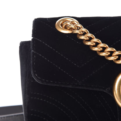 Gucci Velvet Matelasse Mini GG Marmont Shoulder Bag Black 8 of 10