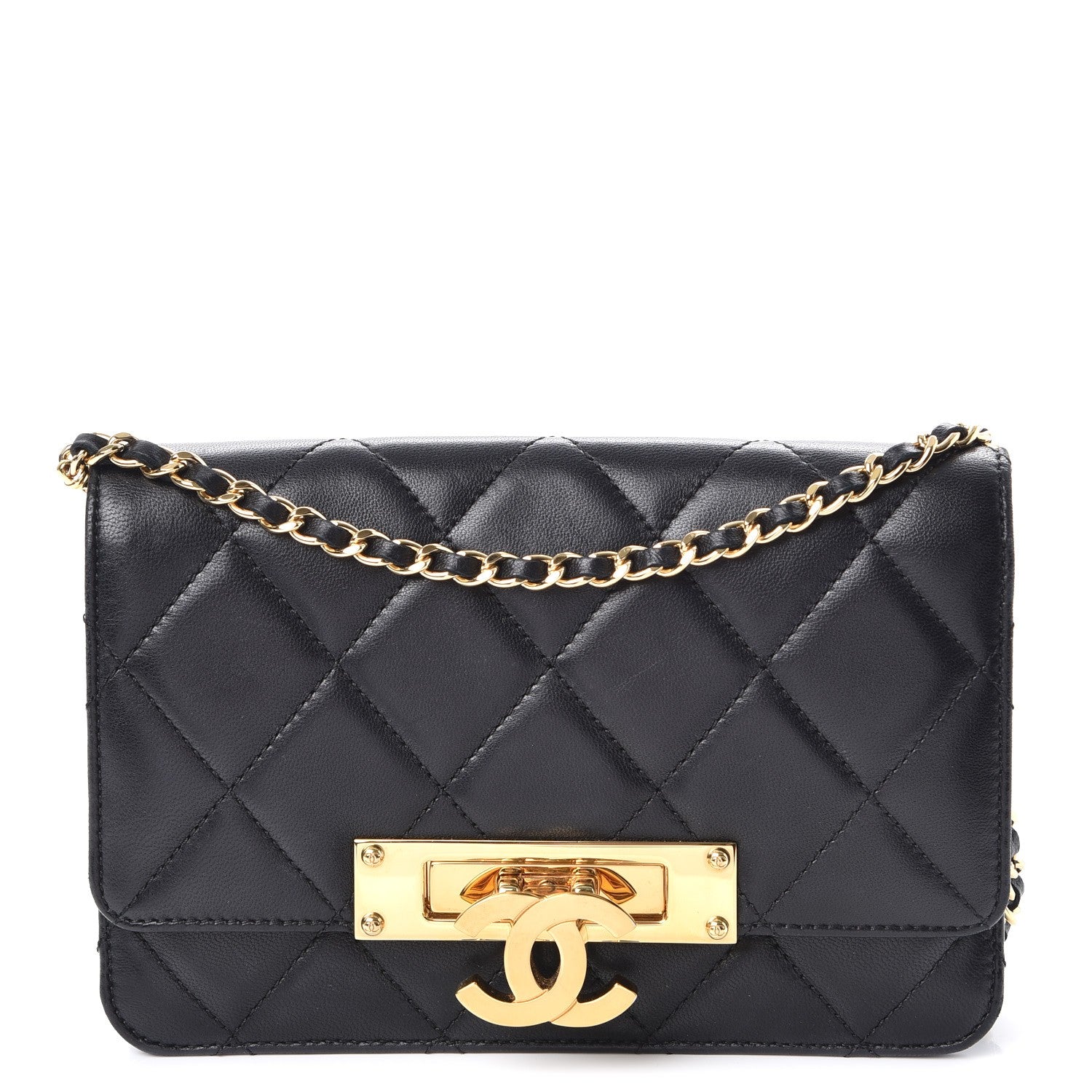 Chanel Lambskin Quilted Golden Class Wallet on Chain WOC Black 1 of 8