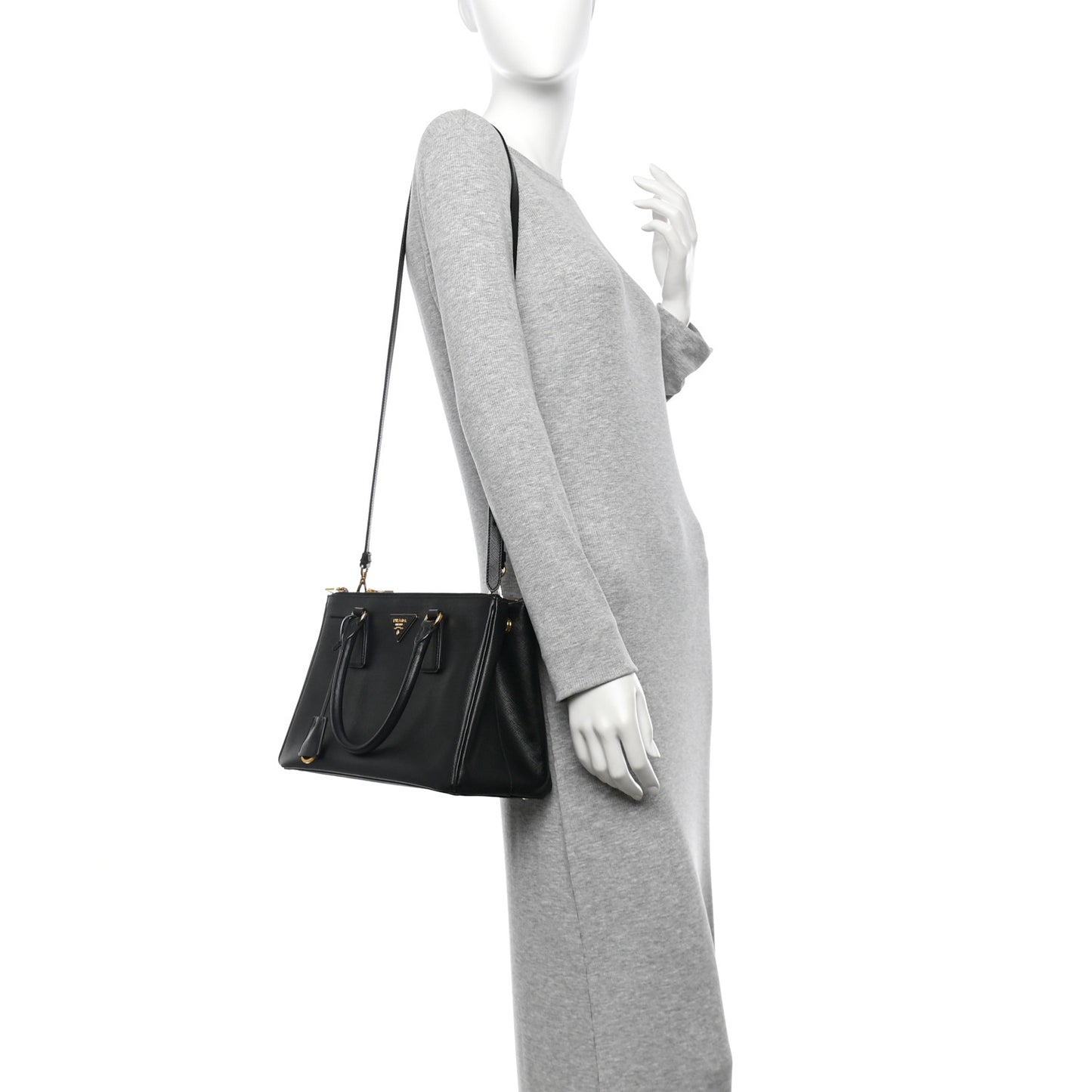 Saffiano Small Galleria Double Zip Tote Black