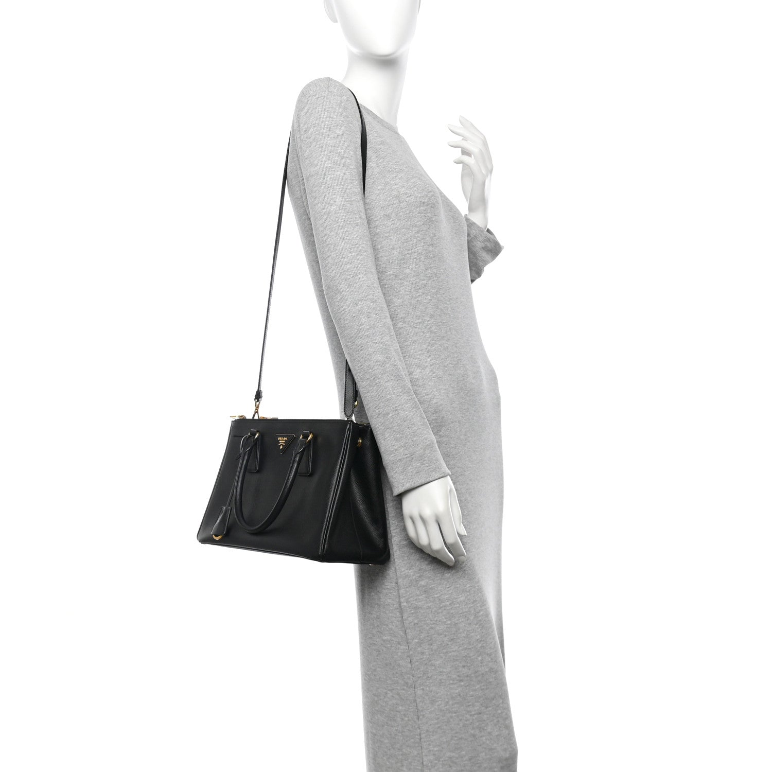Prada Saffiano Small Galleria Double Zip Tote Black 2 of 12