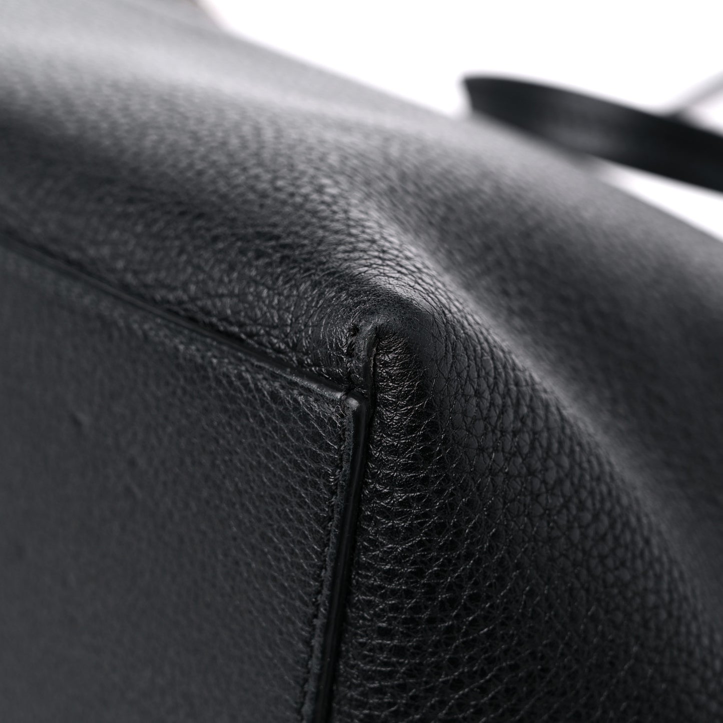 Grained Calfskin Rockstud Shoulder Tote Black