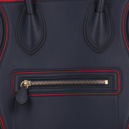 Celine Satin Debossed Calfskin Mini Luggage Navy Blue 8 of 10