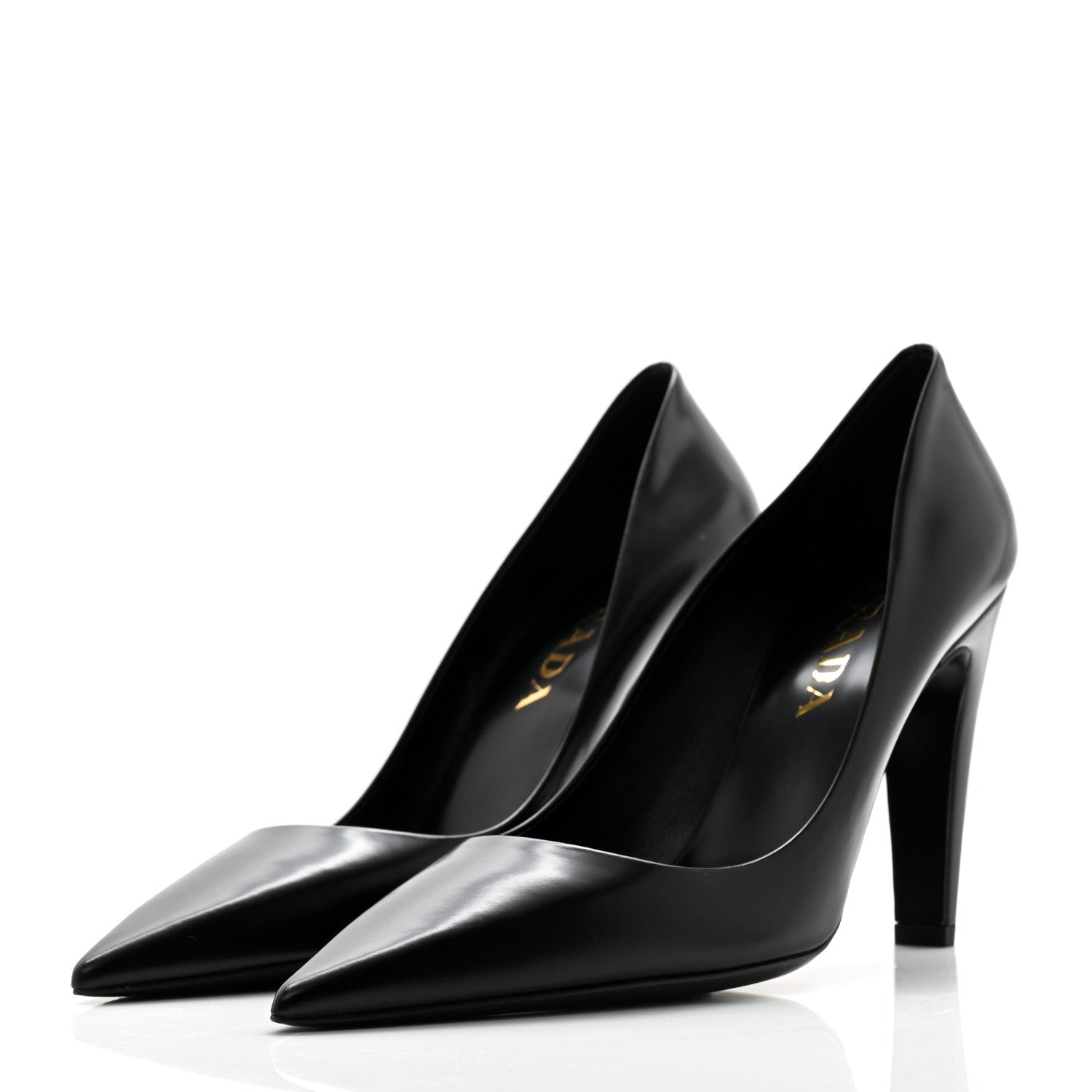 Prada Spazzolato Pointed Toe Pumps 38 Black 3 of 7
