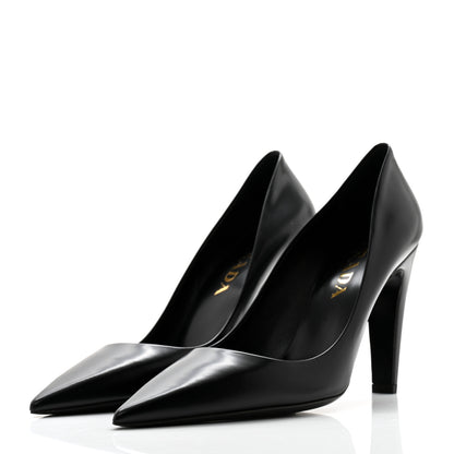Prada Spazzolato Pointed Toe Pumps 38 Black 3 of 7