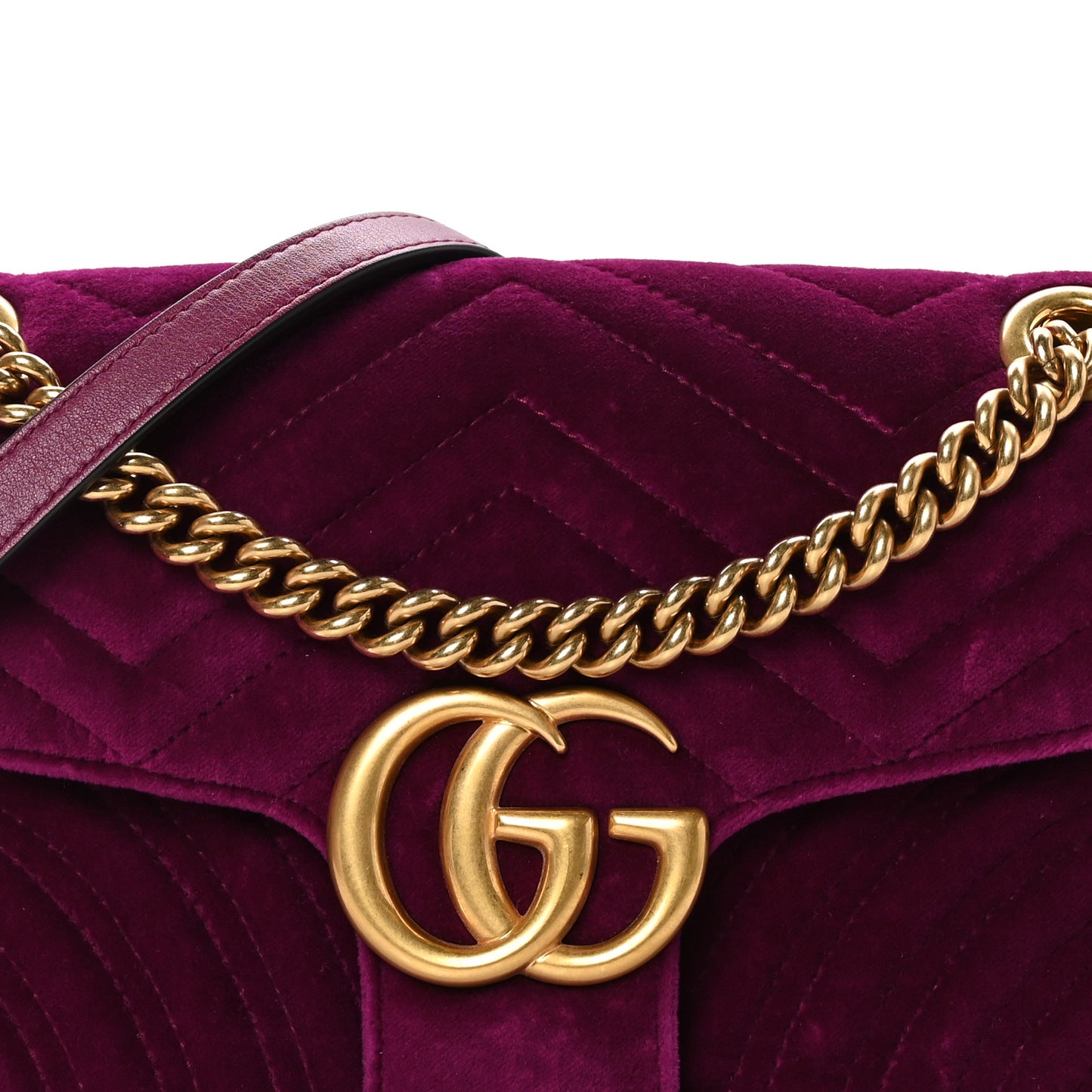 Velvet Matelasse Small GG Marmont Shoulder Bag Fuchsia Violet Cyclamen