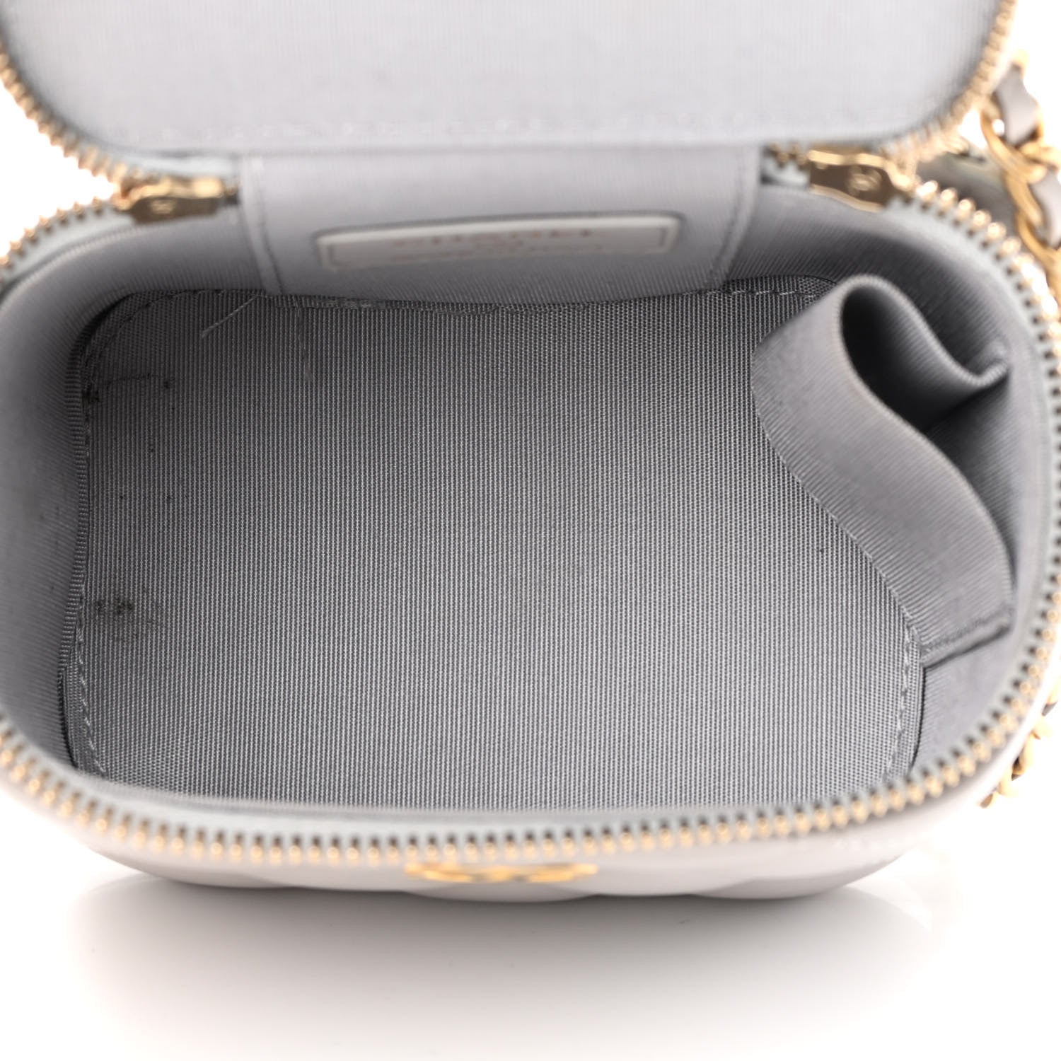 Chanel Lambskin Quilted Top Handle Mini Vanity Case With Chain Grey 5 of 16