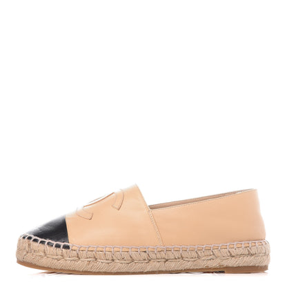 Chanel Lambskin CC Espadrilles 36 Beige Black 1 of 11