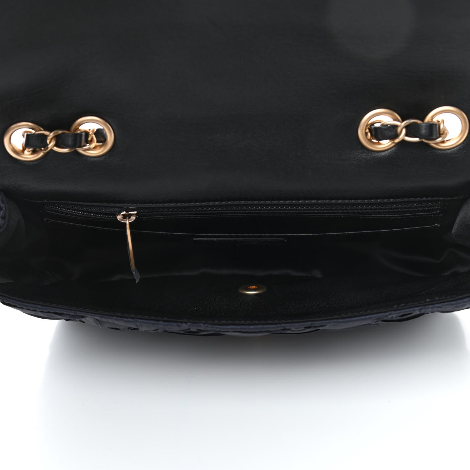 Chanel Satin Quilted Pleated Medium Single Flap Navy 4 of 4