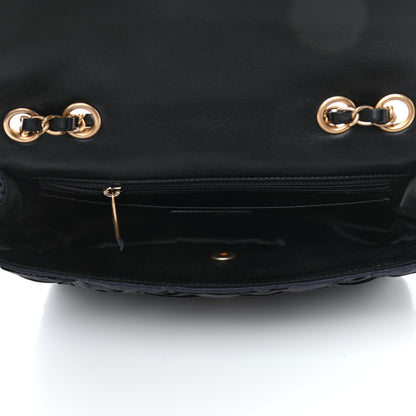 Chanel Satin Quilted Pleated Medium Single Flap Navy 4 of 4