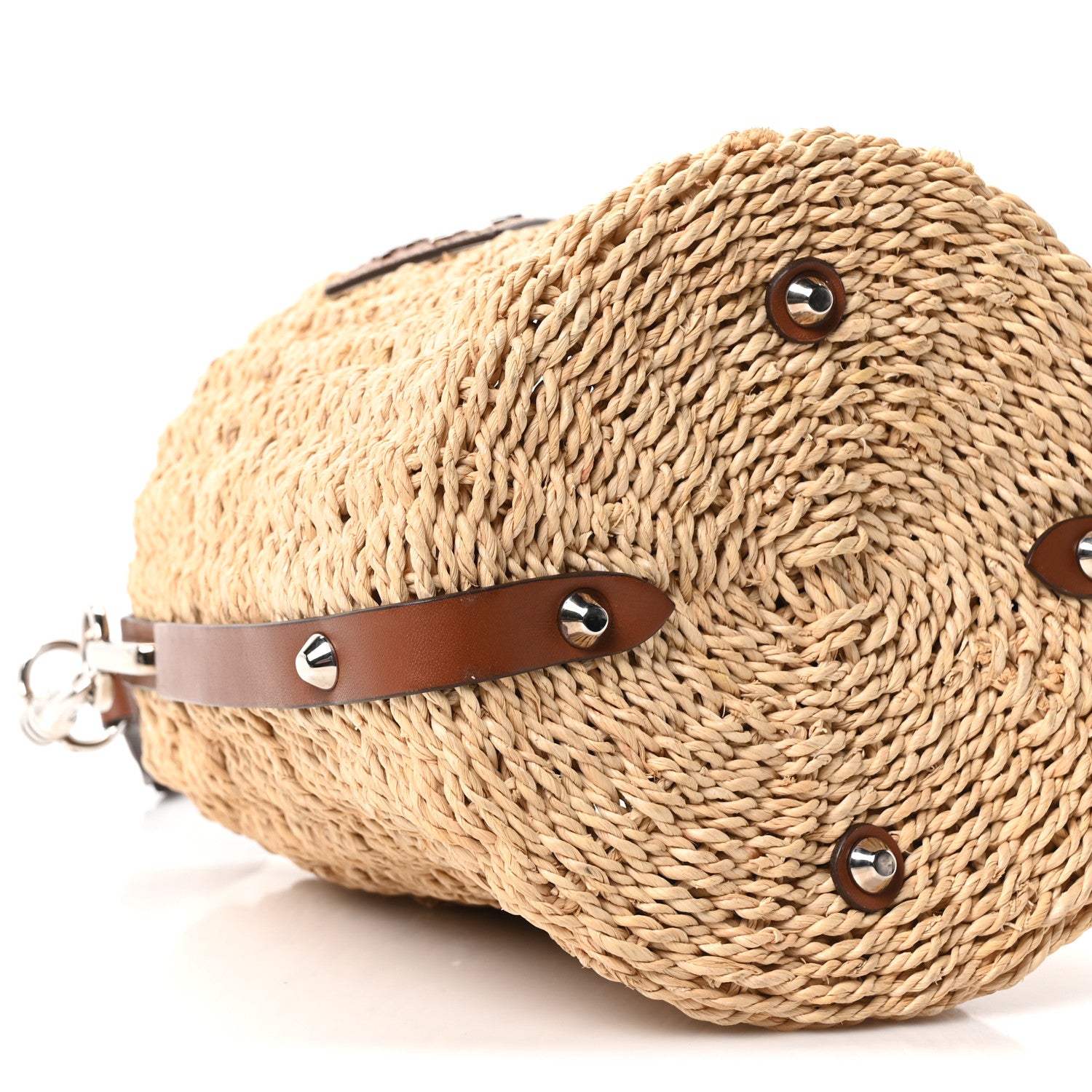 Prada Paglia Vitello Woven Braided Bucket Bag Naturale Cognac