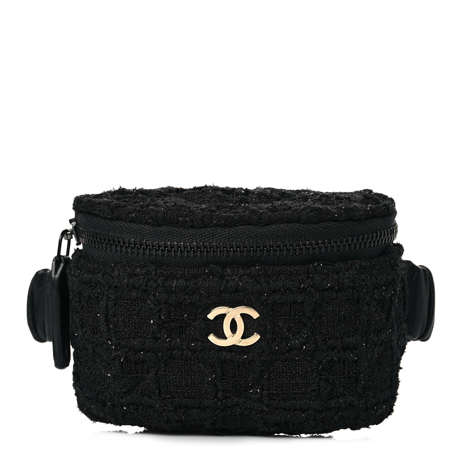 Chanel Tweed Lambskin Quilted Arm Coin Purse Black 1 of 11