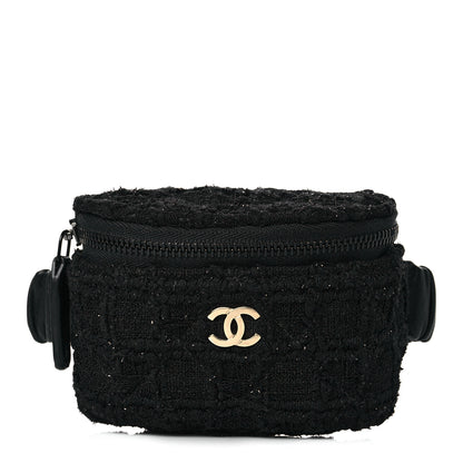 Chanel Tweed Lambskin Quilted Arm Coin Purse Black 1 of 11