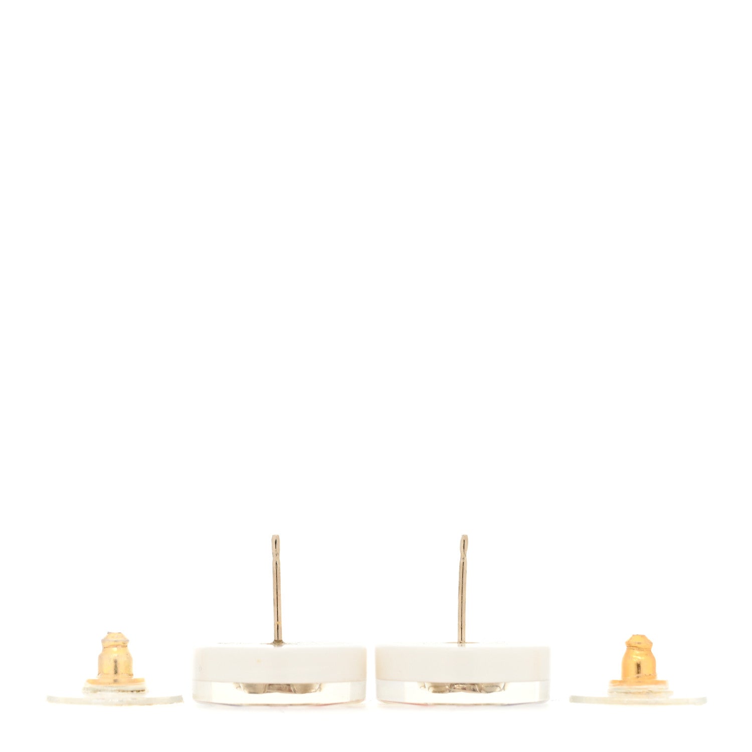 Chanel Resin Crystal CC Earrings White Multicolor 3 of 4