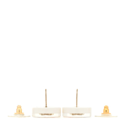 Chanel Resin Crystal CC Earrings White Multicolor 3 of 4