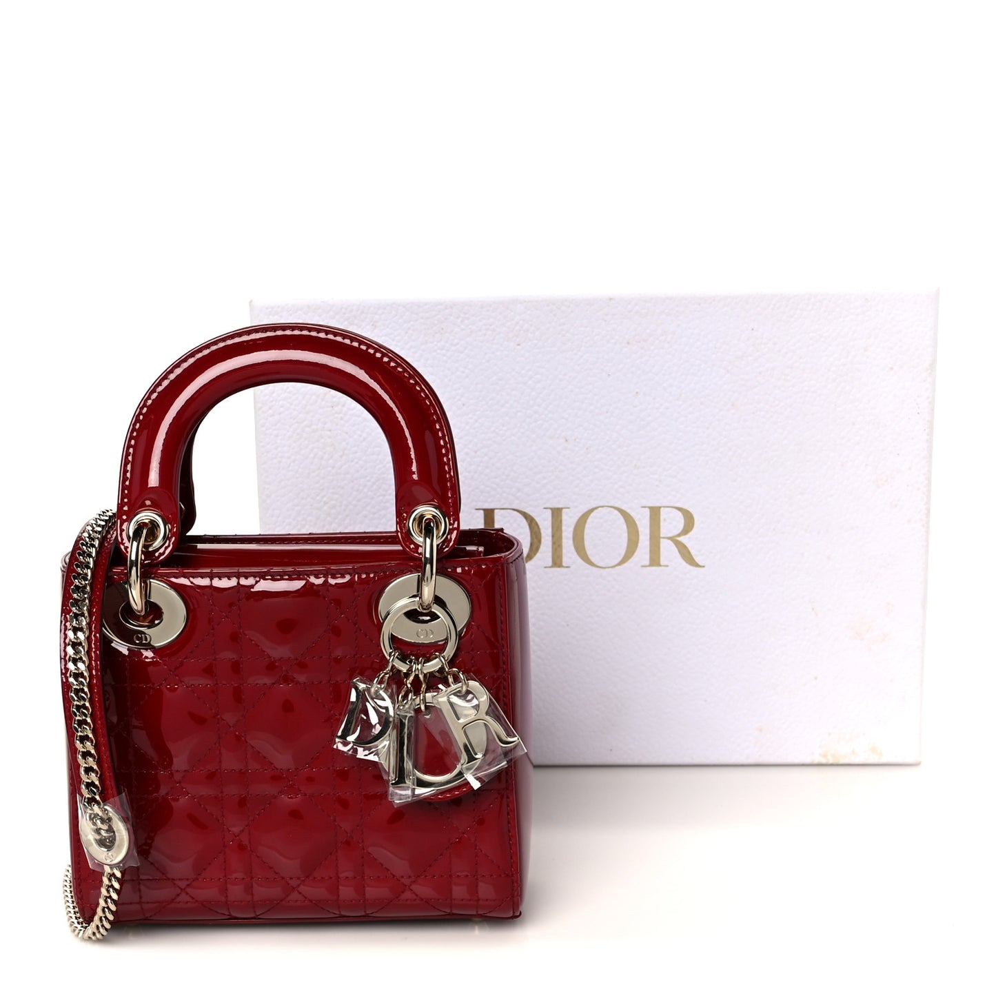 Patent Cannage Mini Lady Dior Red