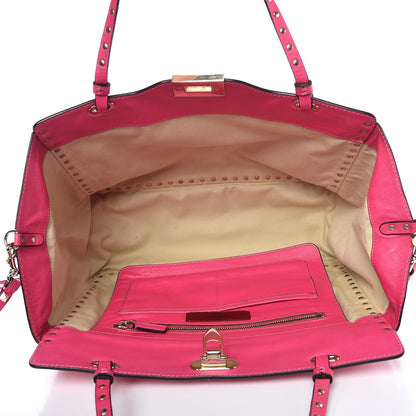 Valentino Garavani Vitello Medium Rockstud Tote Fuxia Fluo 6 of 10