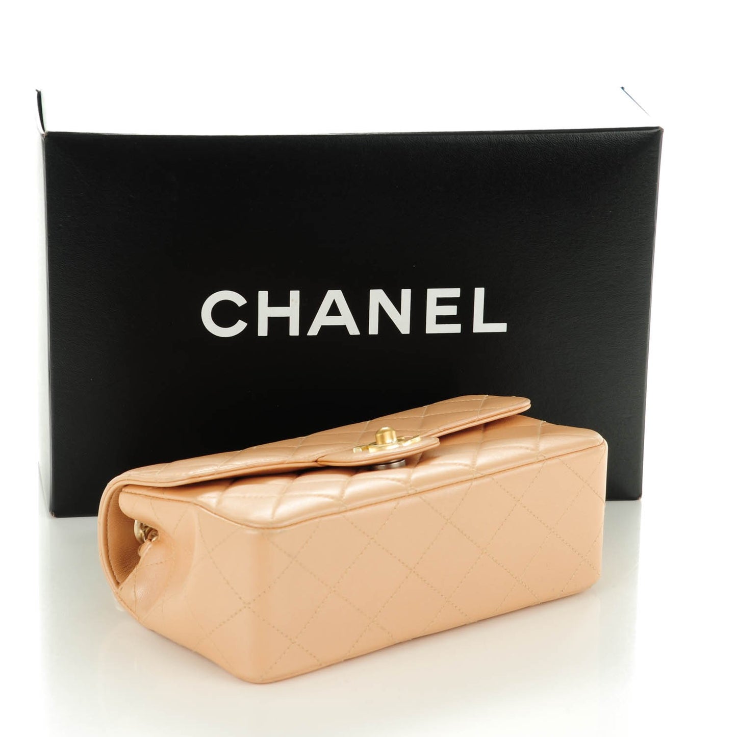 Lambskin Quilted Mini Rectangular Flap Light Pink