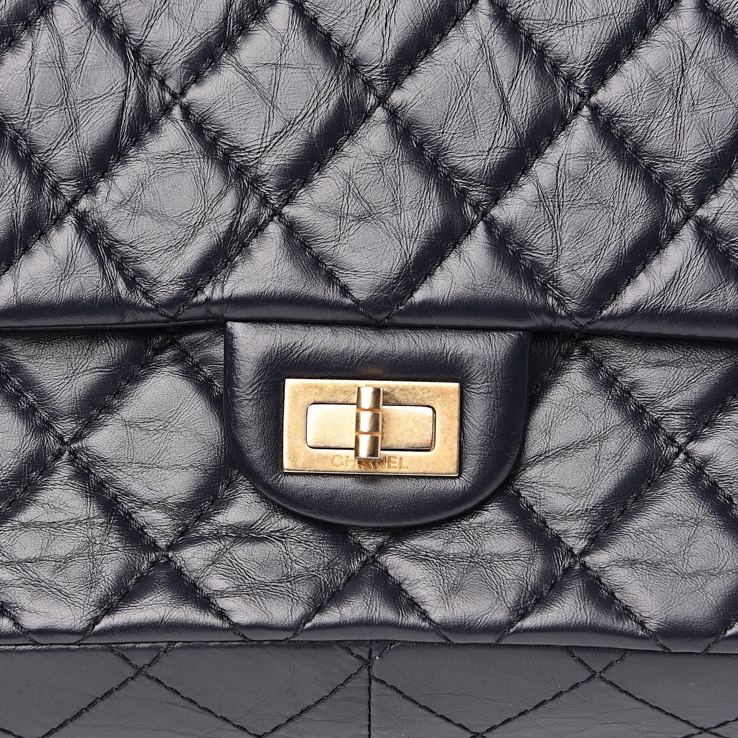 Aged Calfskin Quilted 2.55 Reissue 226 Flap Navy Blue