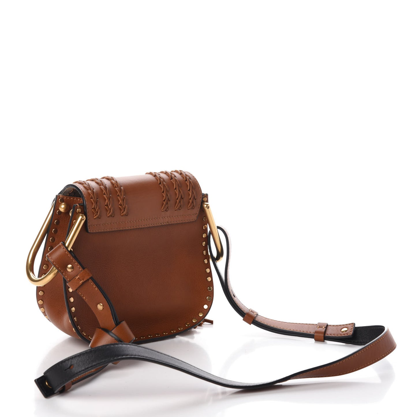 Calfskin Braided Mini Hudson Shoulder Bag Caramel