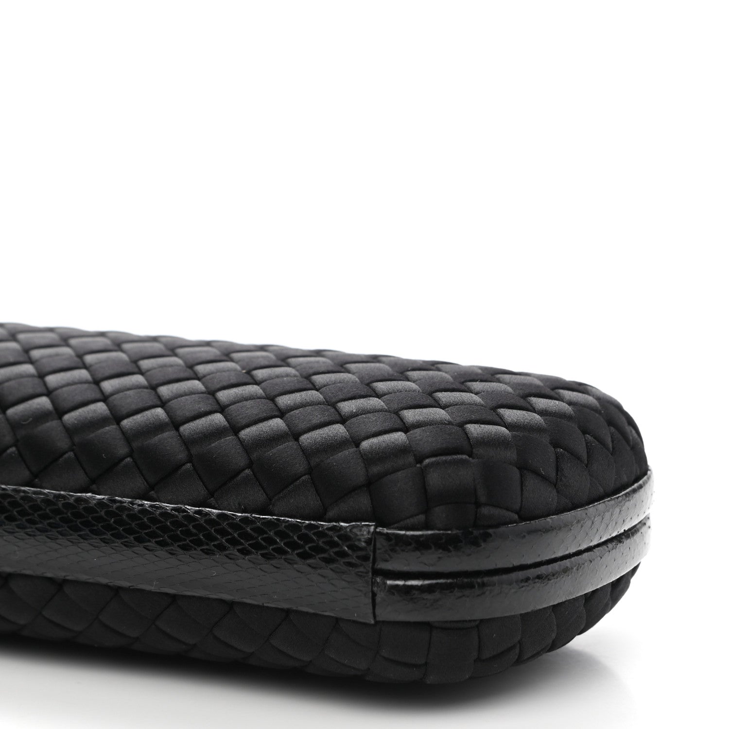 Bottega Veneta Satin Ayers Intreccio Impero Stretch Knot Clutch Black 9 of 11