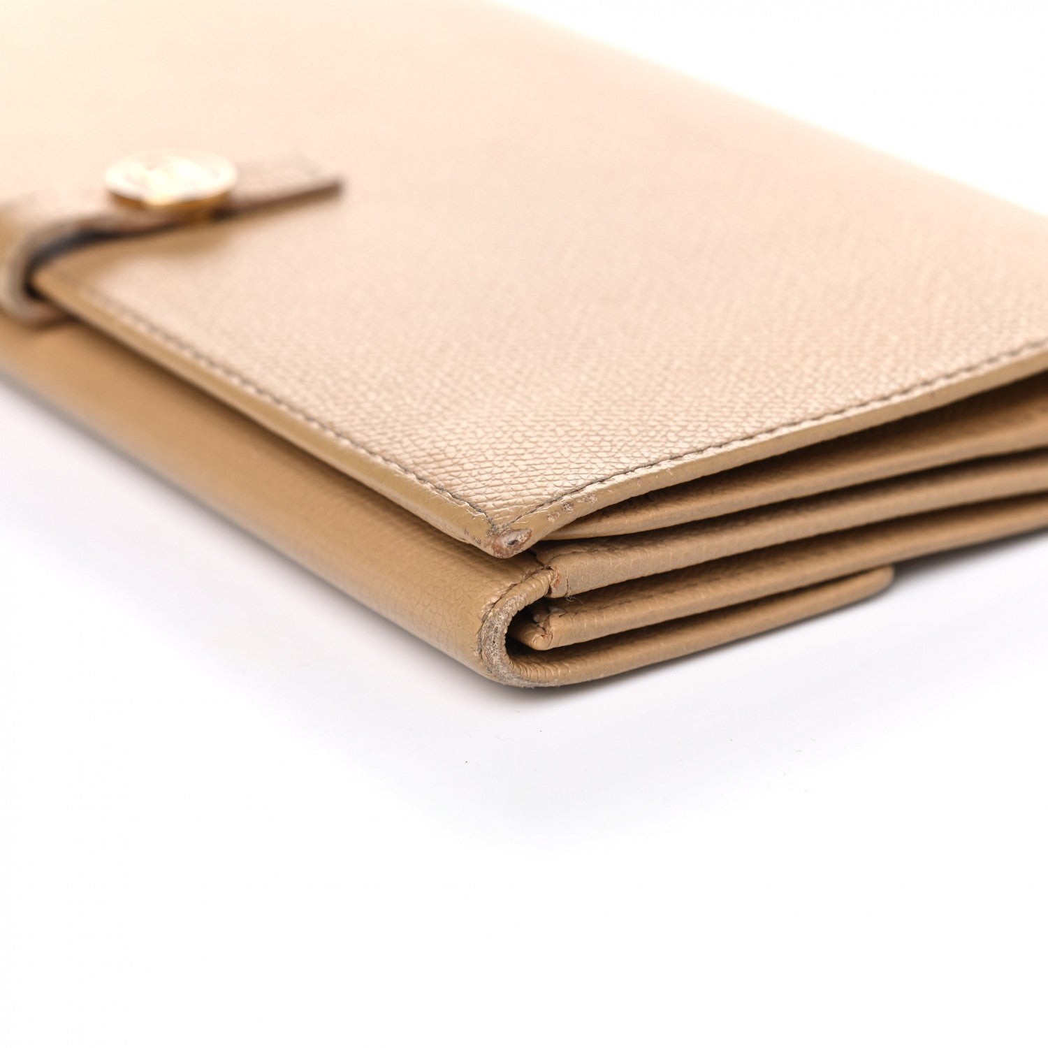 Chanel Grained Calfskin CC Button Long Wallet Beige 9 of 14