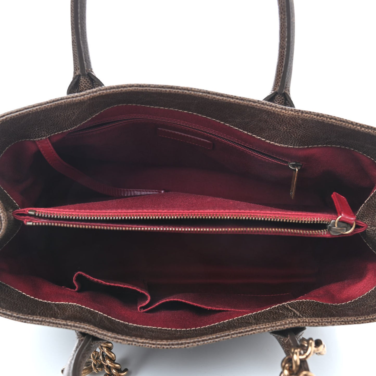 Glazed Caviar Quilted Small Shiva Tote Dark Brown