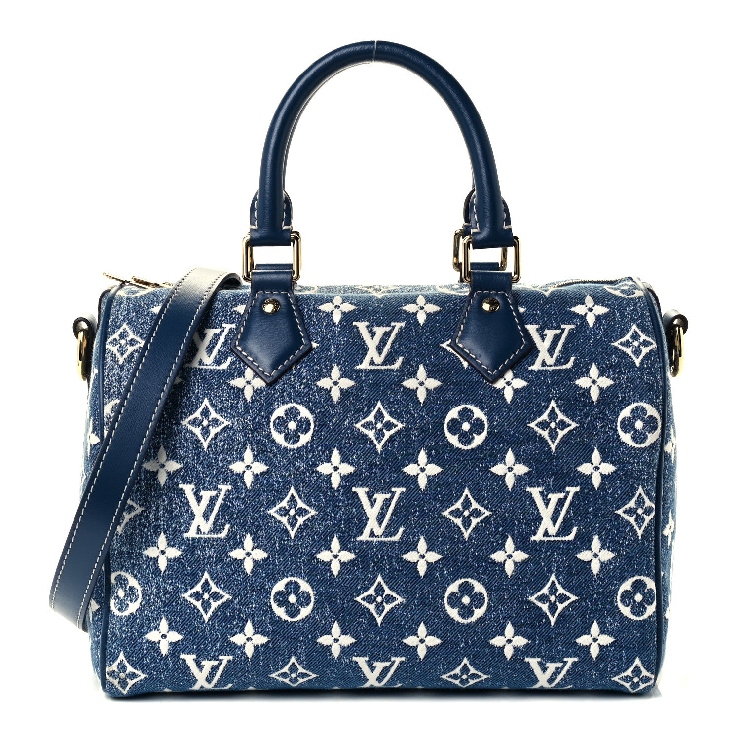 Louis Vuitton Monogram Jacquard Denim Speedy Bandouliere 25 Bleu 1 of 10