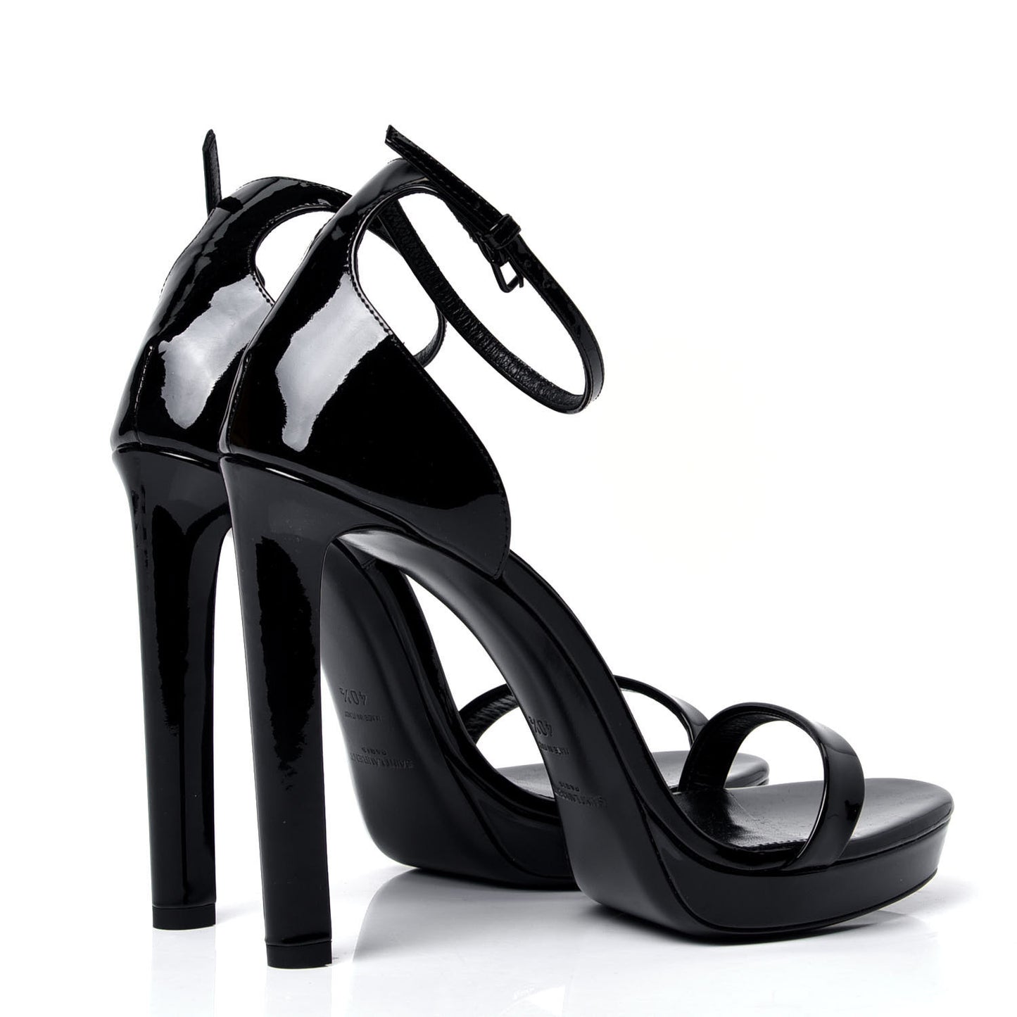 Patent Calfskin Hall 105 Ankle Strap Platform Sandals 40.5 Black