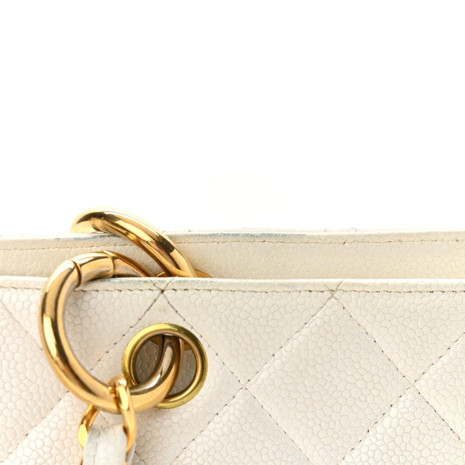 Chanel Caviar Quilted CC Tote White 14 of 17
