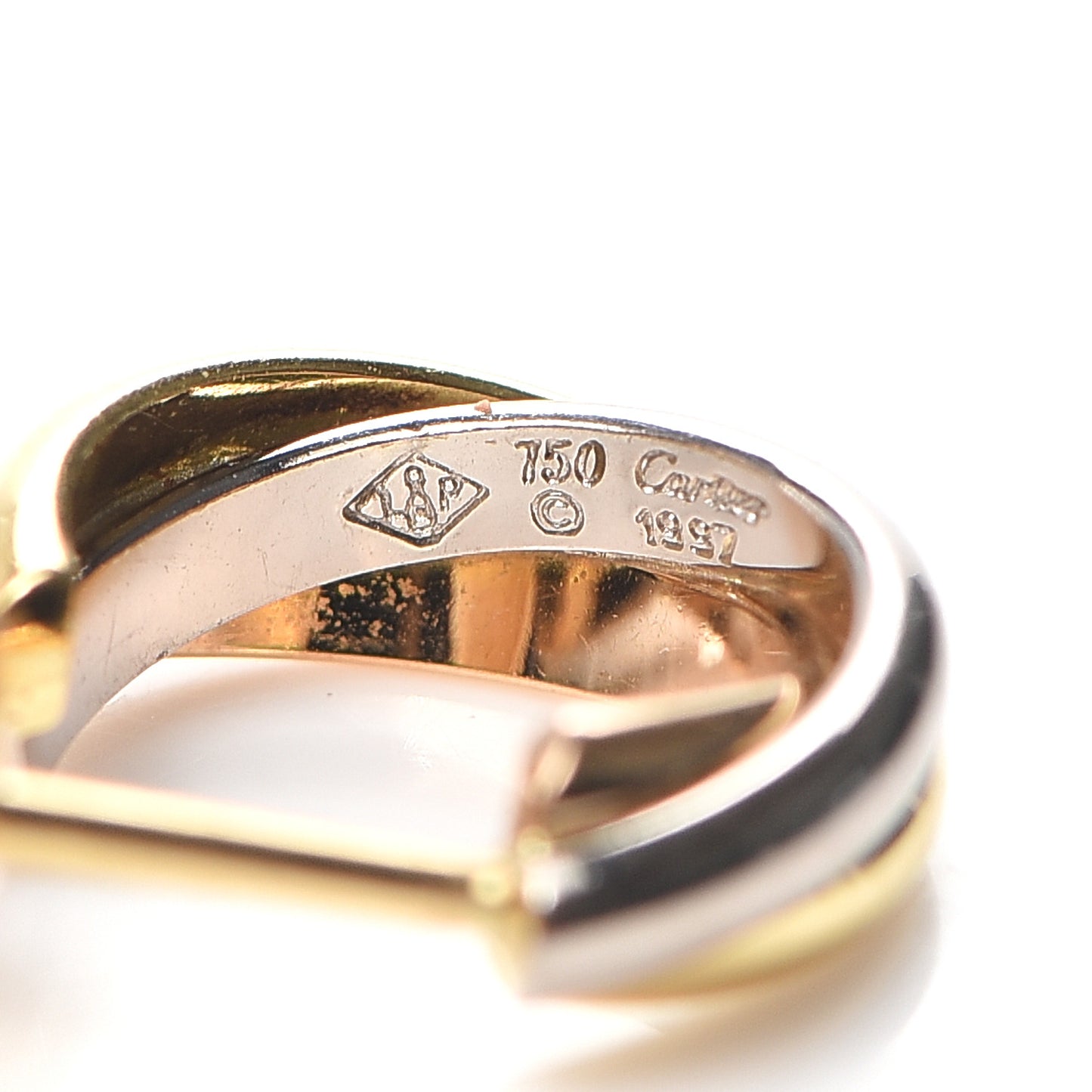 18K Pink Yellow White Gold Small Trinity Hoop Earrings