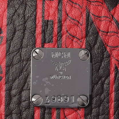 MCM Visetos Baroque Print Medium Stark Backpack Black Red 6 of 10