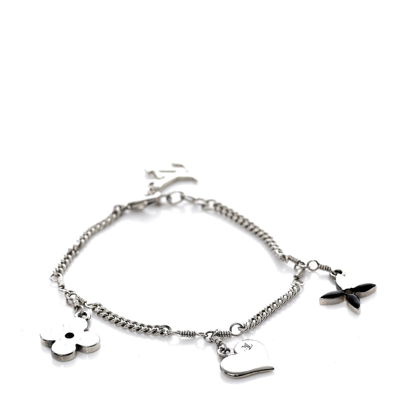 Sweet Monogram Charm Bracelet Silver Black