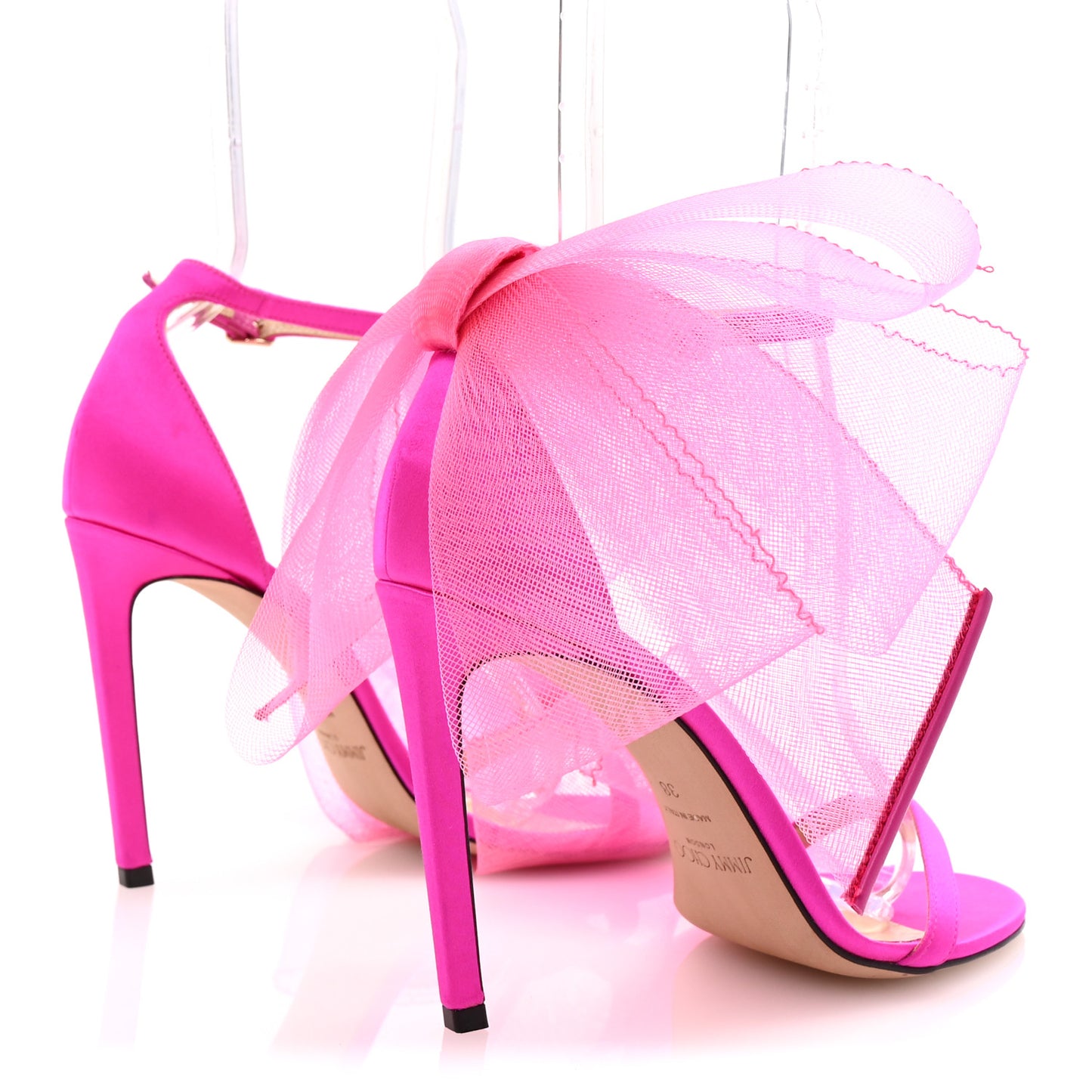 Grosgrain Asymmetric Mesh Fascinator Aveline 100 Bow Sandals 38 Pink