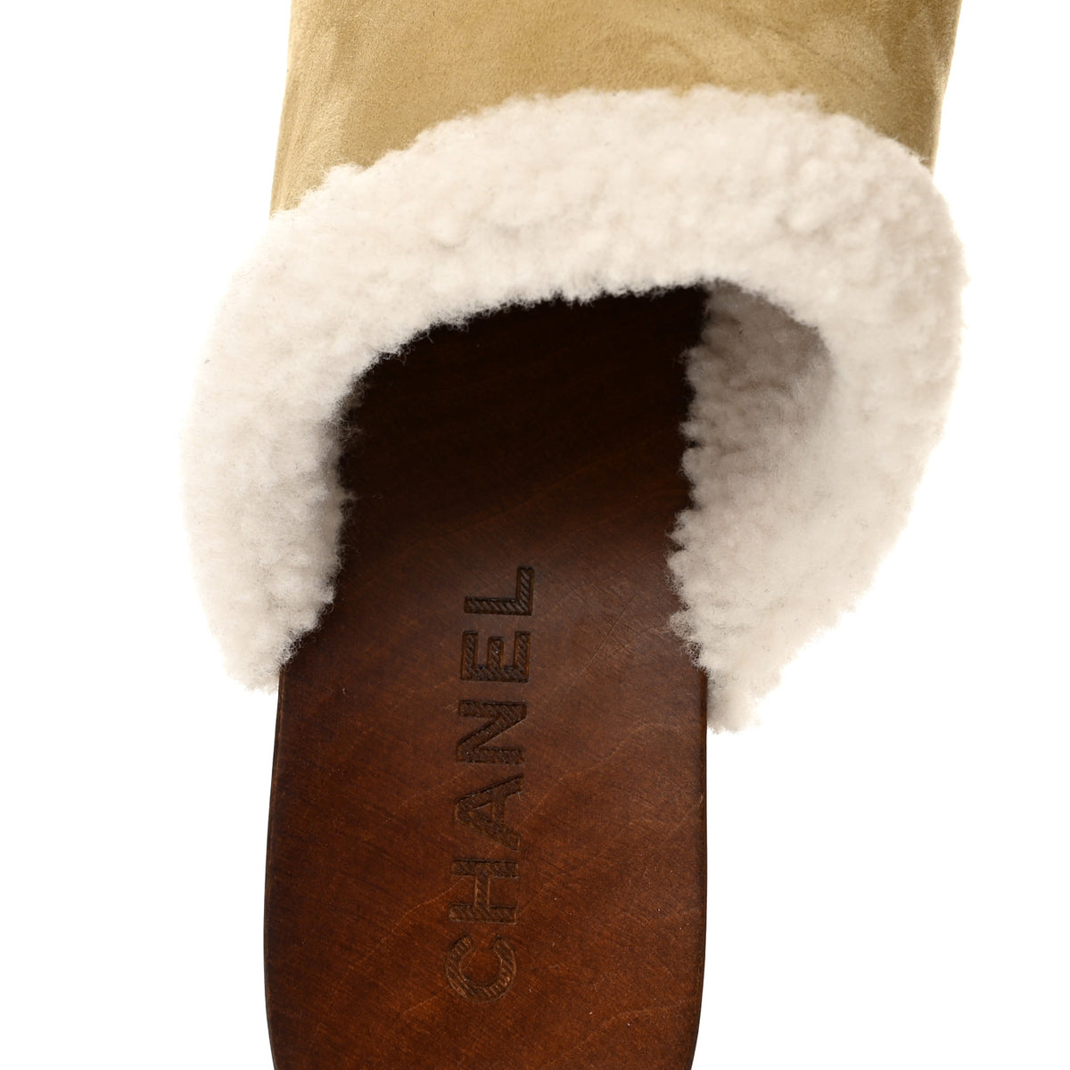 Chanel Suede Shearling CC Clogs 40 Beige 8 of 10