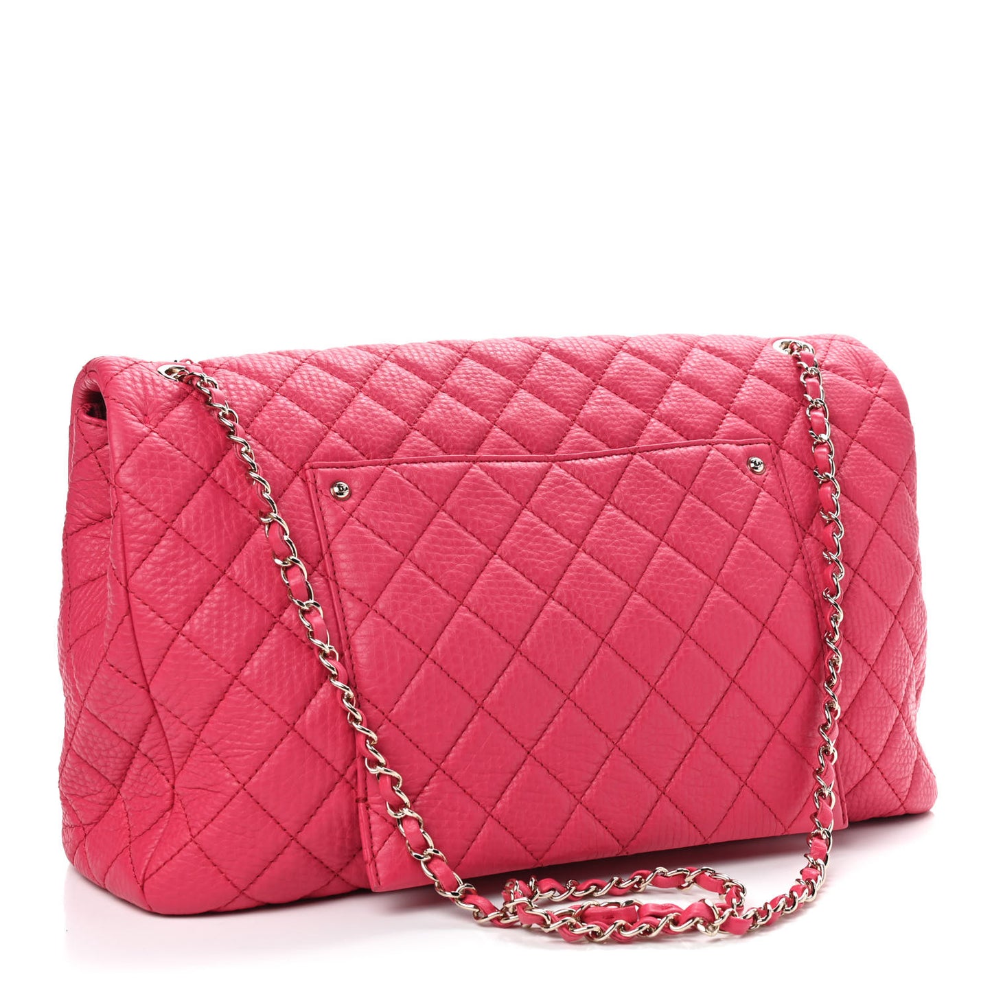 Calfskin Quilted Small XXL Travel Flap Bag Dark Pink