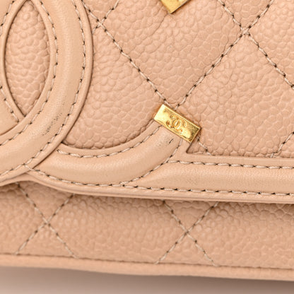 Chanel Caviar Quilted Medium CC Filigree Flap Beige 12 of 13