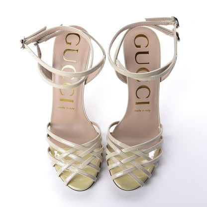 Gucci Vernice Crystal Sandals 37 Vintage White 5 of 10